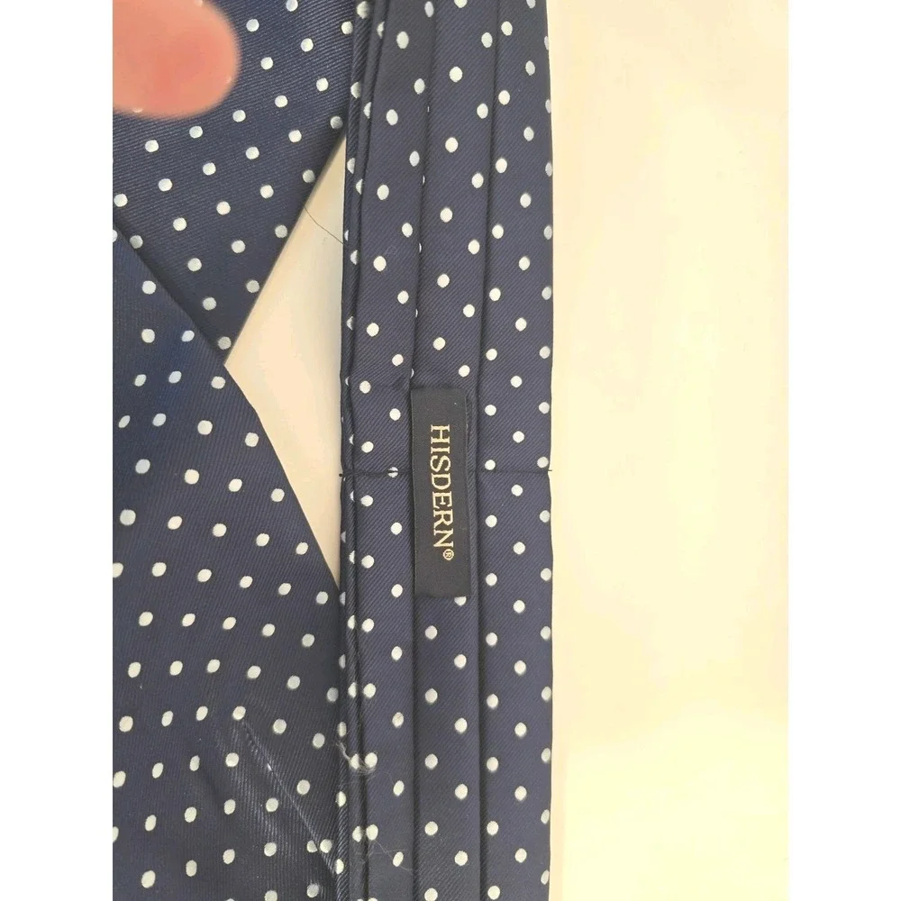 Hisdern Mens Silk Cummerbund Navy Blue Polka Dot Handmade Formal Wear‎ NEW